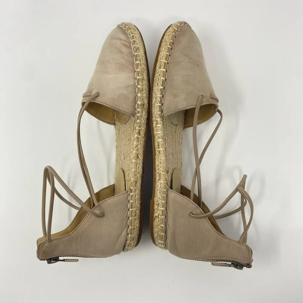 Eileen Fisher Beige Flat Elastic Zip Up Espadrilles 8.5
